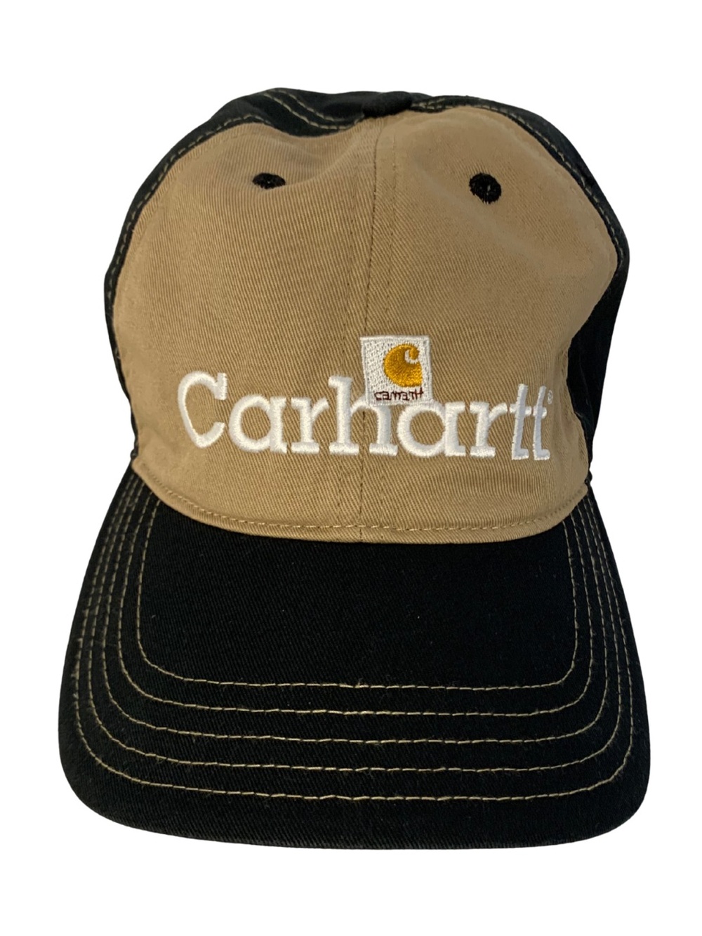 Carhartt Two-Tone Tan and Black Logo Cap Outdoor Causal